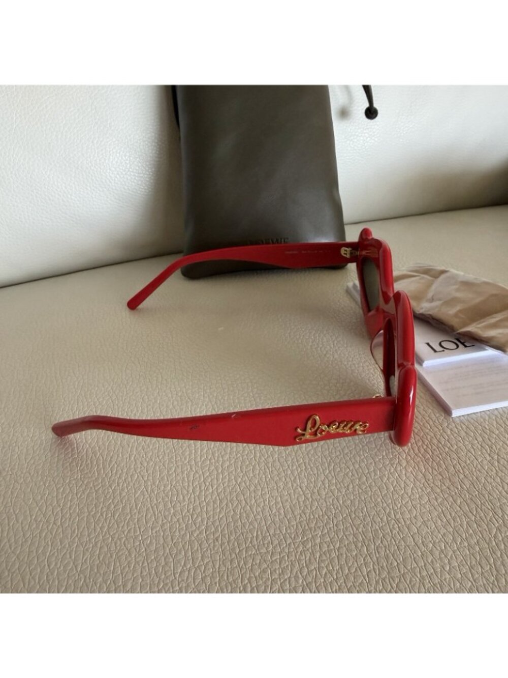 NEW LOEWE Sunglasses Oval Flame Red Acetate 100% Authentic - Picture 6 of 10